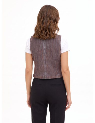 Gilet en denim velours à boutons siglés Rinascimento