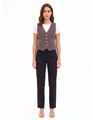 Gilet en denim velours à boutons siglés Rinascimento