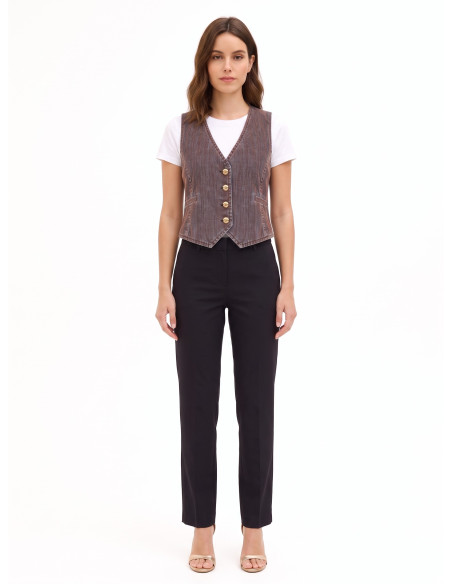 Gilet en denim velours à boutons siglés Rinascimento