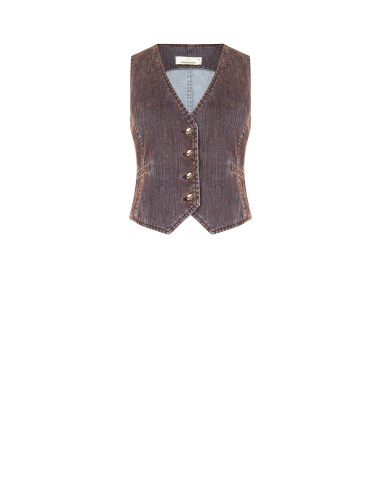 Denim gilet van corduroy met logoknopen Rinascimento