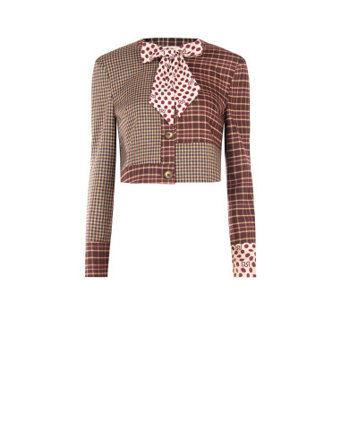 Veste courte patchwork avec nœud et épaulettes Rinascimento