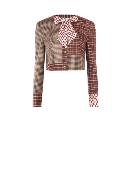 Veste courte patchwork avec nœud et épaulettes Rinascimento