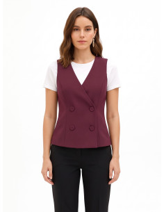 Gilet cintré en tissu cady avec boutons assortis Rinascimento