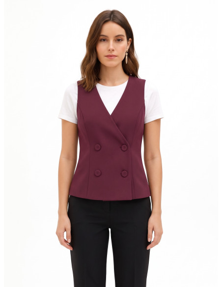 Gilet cintré en tissu cady avec boutons assortis Rinascimento