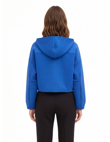 Blouson court oversize en néoprène avec capuche et petites poches Rinascimento