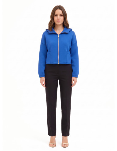 Blouson court oversize en néoprène avec capuche et petites poches Rinascimento