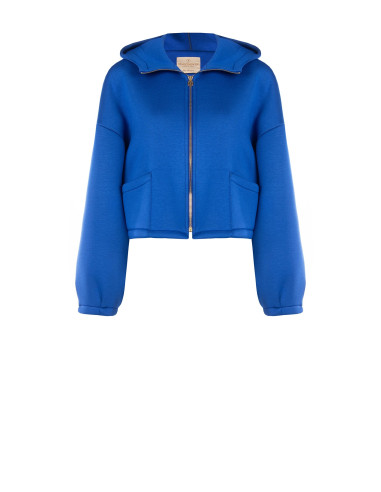 Korte oversized neopreenjas met capuchon en zakjes Rinascimento