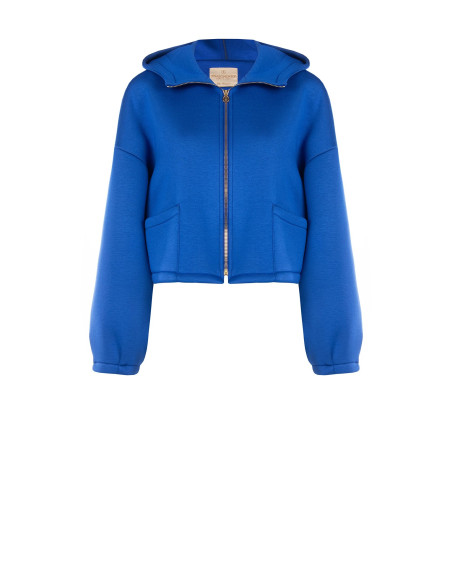 Blouson court oversize en néoprène avec capuche et petites poches Rinascimento