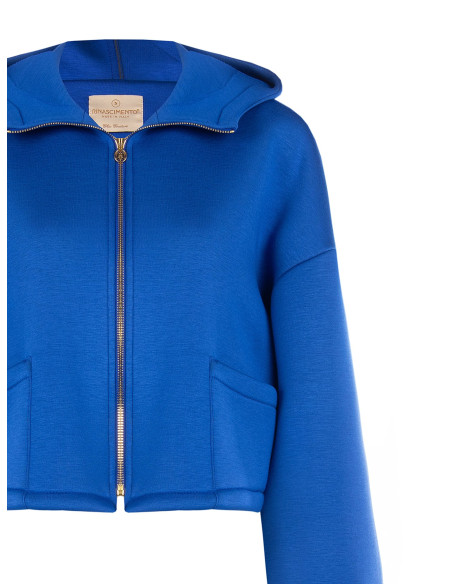 Blouson court oversize en néoprène avec capuche et petites poches Rinascimento