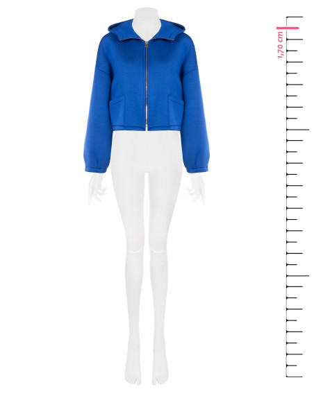 Korte oversized neopreenjas met capuchon en zakjes Rinascimento