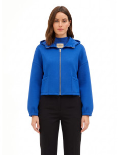 Blouson court oversize en néoprène avec capuche et petites poches Rinascimento
