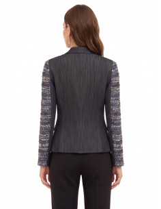Veste blazer cintrée en tweed avec lurex et dos en denim Rinascimento 2
