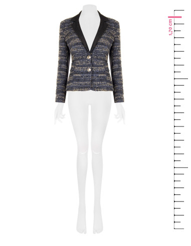 Veste blazer cintrée en tweed avec lurex et dos en denim Rinascimento