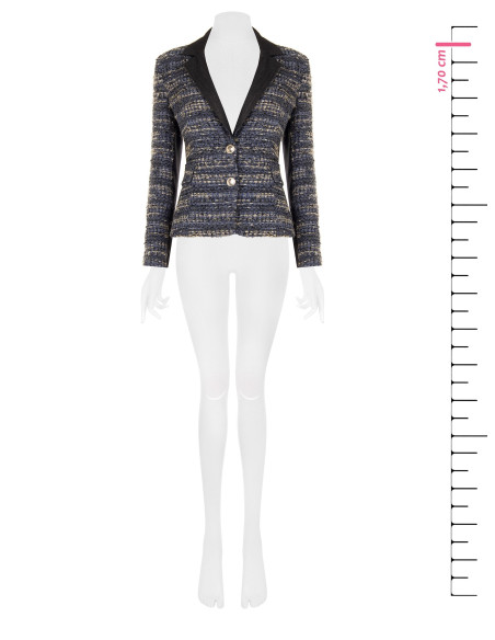 Veste blazer cintrée en tweed avec lurex et dos en denim Rinascimento