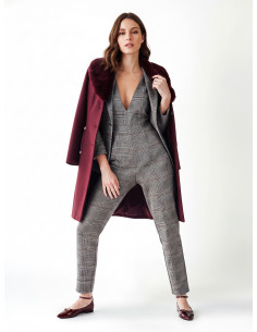 Manteau long cintré en velours avec col en fausse fourrure amovible et ceinture en similicuir Rinascimento 2