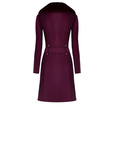 Manteau long cintré en velours avec col en fausse fourrure amovible et ceinture en similicuir Rinascimento
