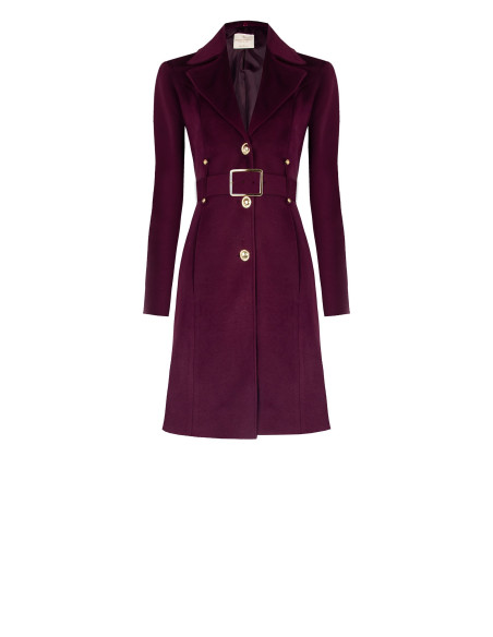 Manteau long cintré en velours avec col en fausse fourrure amovible et ceinture en similicuir Rinascimento