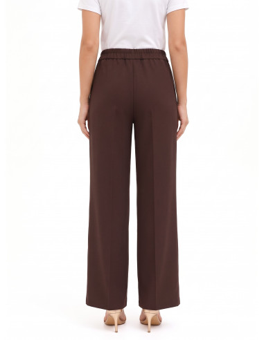 Pantalon palazzo en tissu cady avec élastique au dos Rinascimento