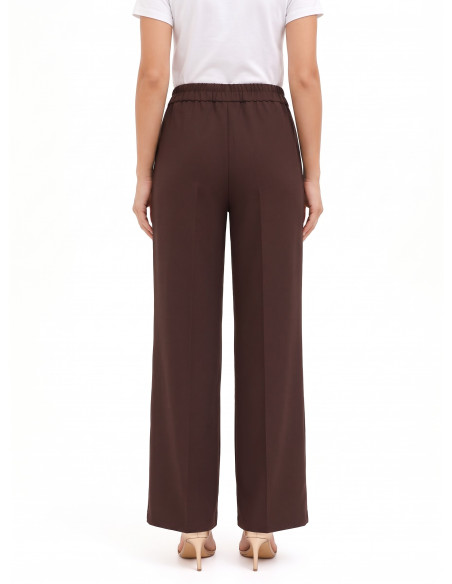 Pantalon palazzo en tissu cady avec élastique au dos Rinascimento