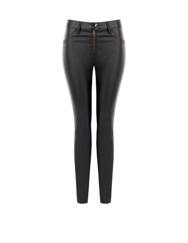 Pantalon skinny en similicuir avec fermeture éclair et logo RR Rinascimento