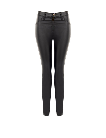 Pantalon skinny en similicuir avec fermeture éclair et logo RR Rinascimento