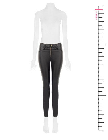 Pantalon skinny en similicuir avec fermeture éclair et logo RR Rinascimento