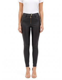 Pantalon skinny en similicuir avec fermeture éclair et logo RR Rinascimento