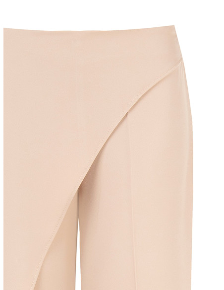 Pantalon palazzo en tissu cady avec panneau effet portefeuille Rinascimento