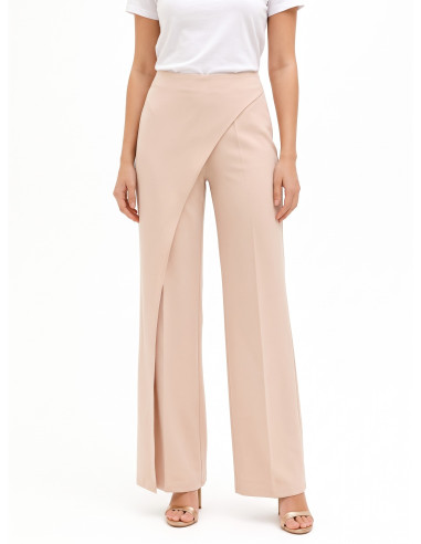 Pantalon palazzo en tissu cady avec panneau effet portefeuille Rinascimento