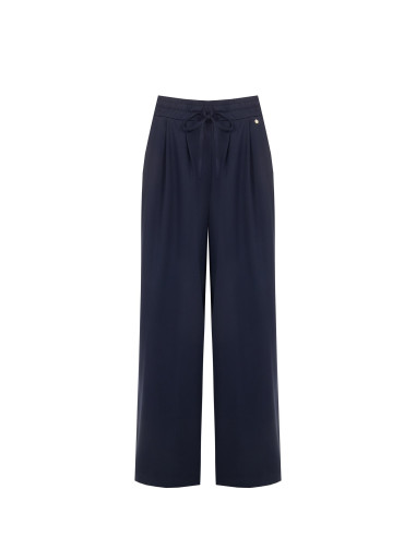Pantalon palazzo en mélange de viscose avec cordon de serrage à la taille Rinascimento