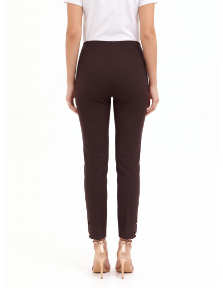 Pantalon cigarette en tissu technique avec boutons aux chevilles Rinascimento