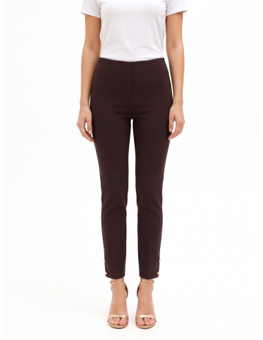 Pantalon cigarette en tissu technique avec boutons aux chevilles Rinascimento