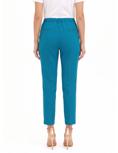 Cropped sigarettenbroek van polyester-viscose met elastiek aan de achterkant Rinascimento
