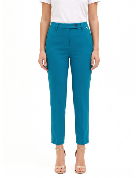 Pantalon cigarette raccourci en polyviscose avec élastique au dos Rinascimento