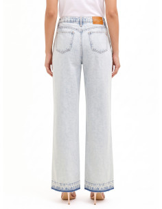 Jean wide leg avec double pli et ourlet effiloché, délavage extra clair Rinascimento 2