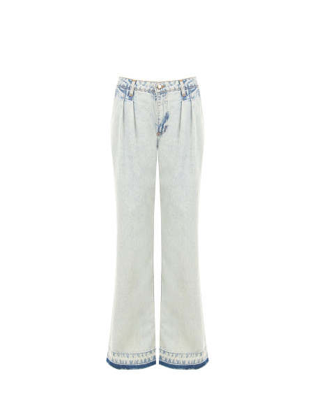 Jean wide leg avec double pli et ourlet effiloché, délavage extra clair Rinascimento