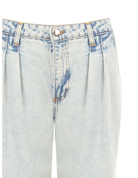 Jean wide leg avec double pli et ourlet effiloché, délavage extra clair Rinascimento