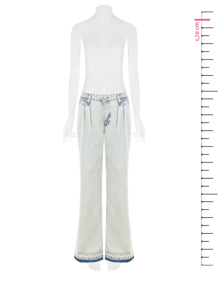 Jean wide leg avec double pli et ourlet effiloché, délavage extra clair Rinascimento