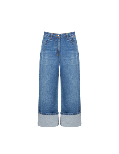 Jean droit raccourci avec large revers Rinascimento