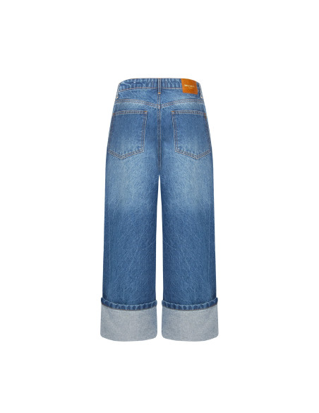 Straight cropped jeans met extra grote omslag Rinascimento
