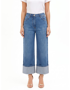 Straight cropped jeans met extra grote omslag Rinascimento
