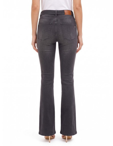 Jean flare extensible avec ceinture assortie et boucle logo RR Rinascimento