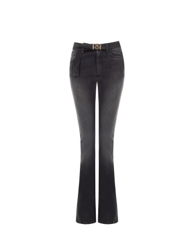 Jean flare extensible avec ceinture assortie et boucle logo RR Rinascimento