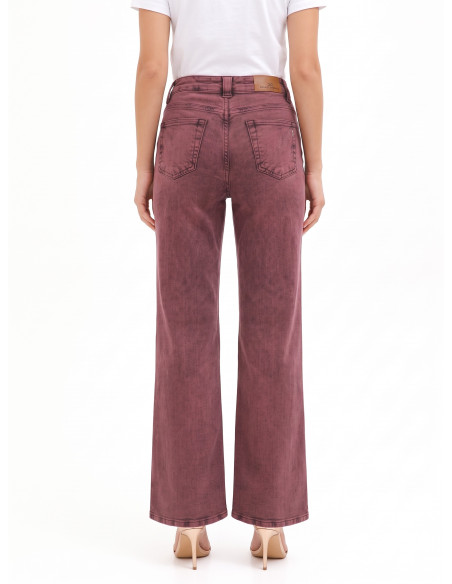 Jean wide leg extensible à effet délavé Rinascimento