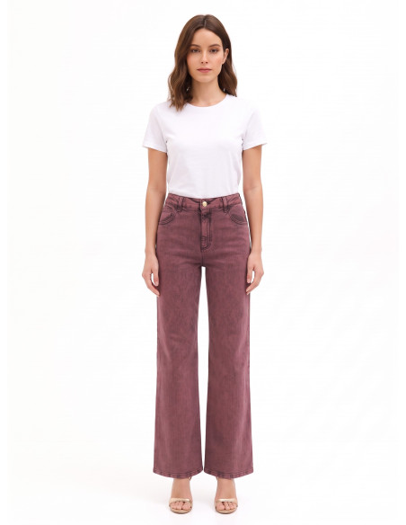 Jean wide leg extensible à effet délavé Rinascimento