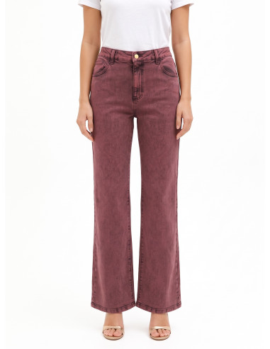 Wide leg-jeans met stretch en een versleten look Rinascimento