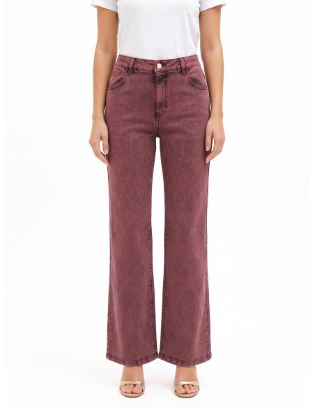 Jean wide leg extensible à effet délavé Rinascimento