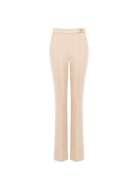 Scuba-crêpe broek met wijde pijpen en decoratieve logoknoop Rinascimento