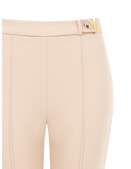 Scuba-crêpe broek met wijde pijpen en decoratieve logoknoop Rinascimento