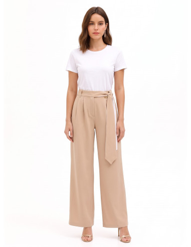 Pantalon palazzo en polyviscose avec ceinture à nouer intégrée Rinascimento